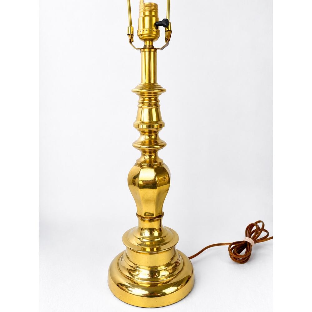 vintage Stiffel style table lamp mid century solid brass candlestick baluster